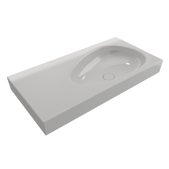 Etna Wall-Mounted Sink Fireclay 35.5 in. with Matching Drain Cover in White