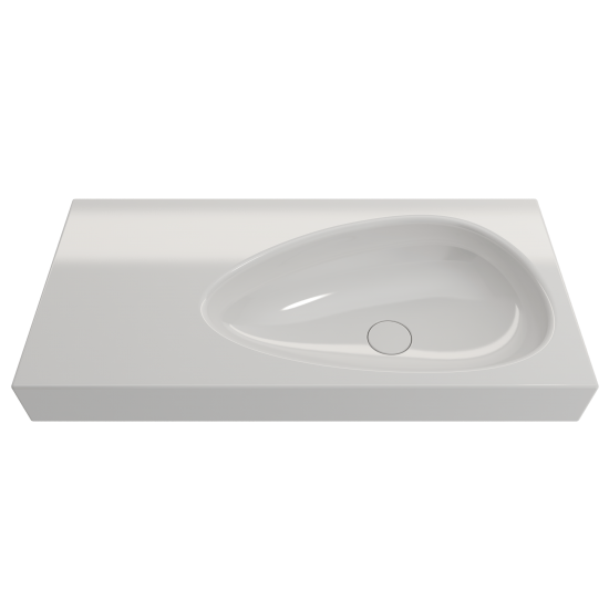 Etna Wall-Mounted Sink Fireclay 35.5 in. with Matching Drain Cover in White