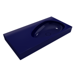 Etna Wall-Mounted Sink Fireclay 35.5 in. with Drain Cover in Sapphire Blue