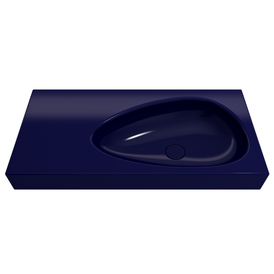 Etna Wall-Mounted Sink Fireclay 35.5 in. with Drain Cover in Sapphire Blue