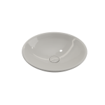 Venezia Vessel Fireclay 15.75 in. with Matching Drain Cover in Biscuit