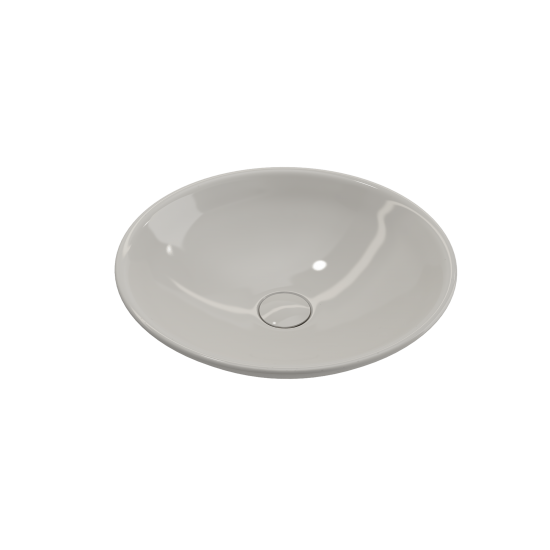 Venezia Vessel Fireclay 15.75 in. with Matching Drain Cover in Biscuit