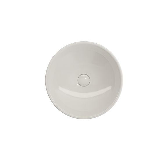 Venezia Vessel Fireclay 15.75 in. with Matching Drain Cover in Biscuit