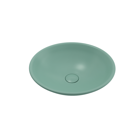 Venezia Vessel Fireclay 15.75 in. with Matching Drain Cover in Matte Mint Green