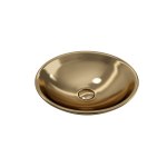 Venezia Vessel Fireclay 15.75 in. with Matching Drain Cover in Matte Gold
