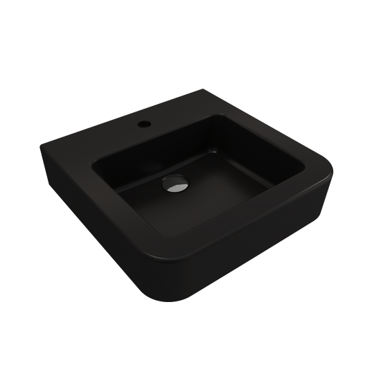 Parma Wall-Mounted Sink Fireclay 19.75 in. 1-Hole with Overflow in Matte Black