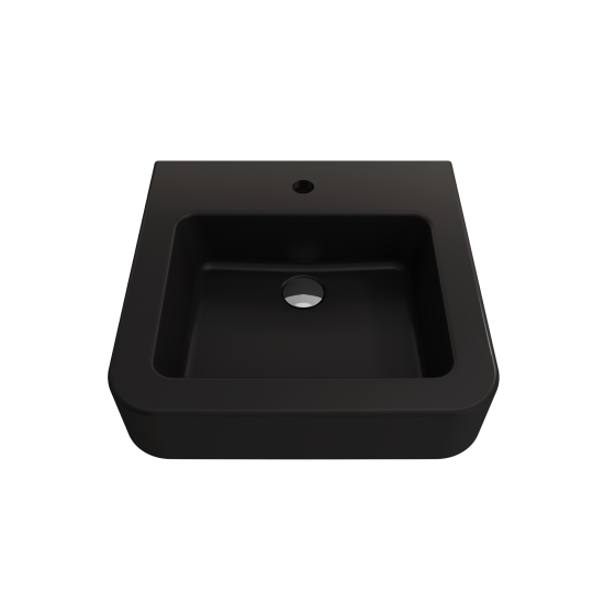 Parma Wall-Mounted Sink Fireclay 19.75 in. 1-Hole with Overflow in Matte Black