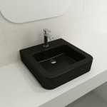 Parma Wall-Mounted Sink Fireclay 19.75 in. 1-Hole with Overflow in Matte Black