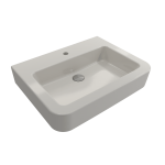 Parma Wall-Mounted Sink Fireclay 25.5 in. 1-Hole with Overflow in Biscuit