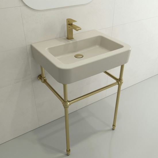 Parma Wall-Mounted Sink Fireclay 25.5 in. 1-Hole with Overflow in Biscuit