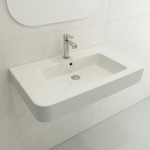 Parma Wall-Mounted Sink Fireclay 33.5 in. 1-Hole with Overflow in White