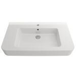 Parma Wall-Mounted Sink Fireclay 33.5 in. 1-Hole with Overflow in White