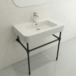 Parma Wall-Mounted Sink Fireclay 33.5 in. 1-Hole with Overflow in White