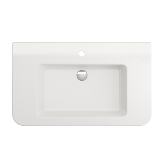 Parma Wall-Mounted Sink Fireclay 33.5 in. 1-Hole with Overflow in White