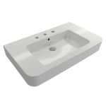 Parma Wall-Mounted Sink Fireclay 33.5 in. 3-Hole with Overflow in White