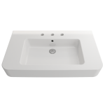 Parma Wall-Mounted Sink Fireclay 33.5 in. 3-Hole with Overflow in White