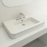 Parma Wall-Mounted Sink Fireclay 33.5 in. 3-Hole with Overflow in White