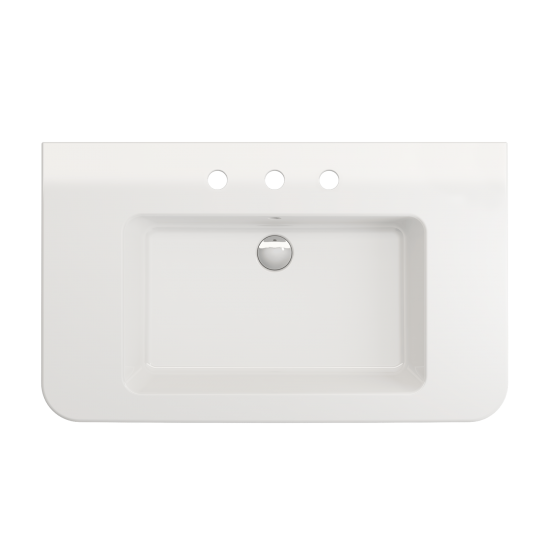 Parma Wall-Mounted Sink Fireclay 33.5 in. 3-Hole with Overflow in White