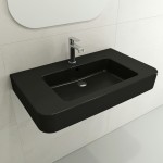 Parma Wall-Mounted Sink Fireclay 33.5 in. 1-Hole with Overflow in Matte Black