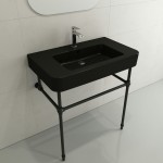 Parma Wall-Mounted Sink Fireclay 33.5 in. 1-Hole with Overflow in Matte Black