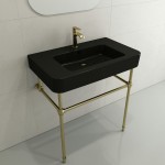 Parma Wall-Mounted Sink Fireclay 33.5 in. 1-Hole with Overflow in Matte Black