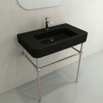 Parma Wall-Mounted Sink Fireclay 33.5 in. 1-Hole with Overflow in Matte Black