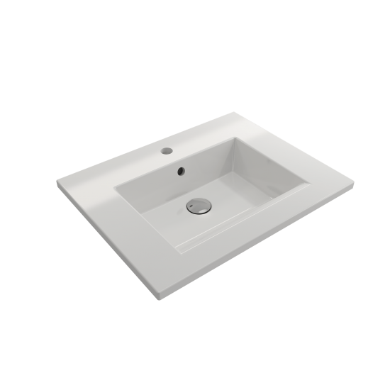 Ravenna Wall-Mounted Sink Fireclay 24.5 in. 1-Hole with Overflow in White