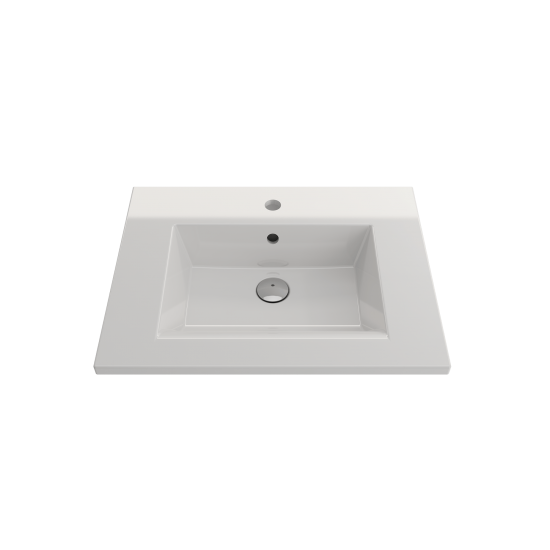 Ravenna Wall-Mounted Sink Fireclay 24.5 in. 1-Hole with Overflow in White