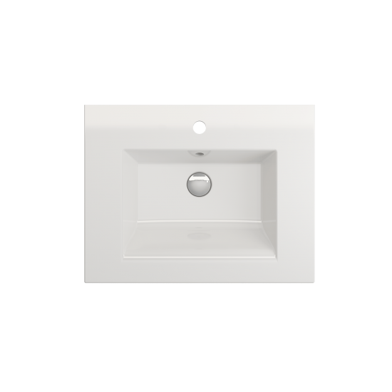 Ravenna Wall-Mounted Sink Fireclay 24.5 in. 1-Hole with Overflow in White