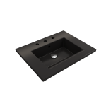 Ravenna Wall-Mounted Sink Fireclay 24.5 in. 3-Hole with Overflow in Matte Black