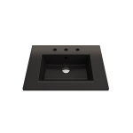 Ravenna Wall-Mounted Sink Fireclay 24.5 in. 3-Hole with Overflow in Matte Black