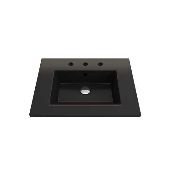 Ravenna Wall-Mounted Sink Fireclay 24.5 in. 3-Hole with Overflow in Matte Black