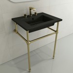 Ravenna Wall-Mounted Sink Fireclay 24.5 in. 3-Hole with Overflow in Matte Black