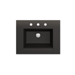 Ravenna Wall-Mounted Sink Fireclay 24.5 in. 3-Hole with Overflow in Matte Black