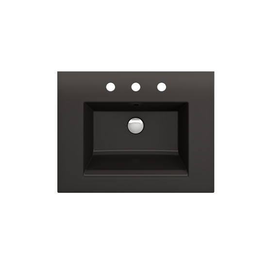 Ravenna Wall-Mounted Sink Fireclay 24.5 in. 3-Hole with Overflow in Matte Black