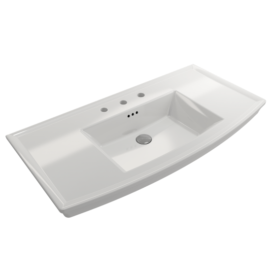 Lavita Wall-Mounted Console Sink Fireclay 40 in. 3-Hole with Overflow in White