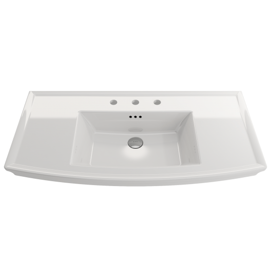 Lavita Wall-Mounted Console Sink Fireclay 40 in. 3-Hole with Overflow in White