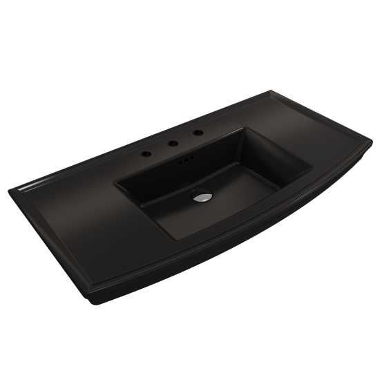 Lavita Wall-Mounted Console Sink Fireclay 40 in. 3-Hole in Matte Black