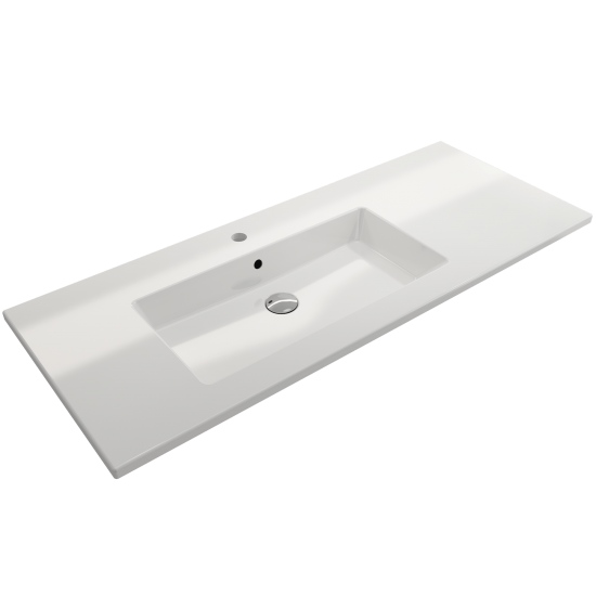 Ravenna Wall-Mounted Sink Fireclay 47.5 in. 1-Hole with Overflow in White