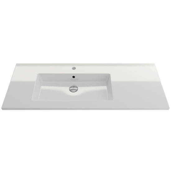 Ravenna Wall-Mounted Sink Fireclay 47.5 in. 1-Hole with Overflow in White