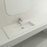 Ravenna Wall-Mounted Sink Fireclay 47.5 in. 1-Hole with Overflow in White