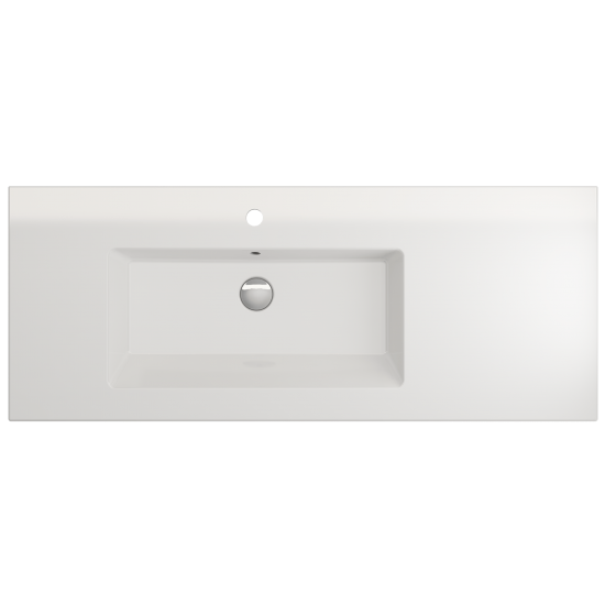 Ravenna Wall-Mounted Sink Fireclay 47.5 in. 1-Hole with Overflow in White