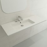 Ravenna Wall-Mounted Sink Fireclay 47.5 in. 3-Hole with Overflow in White