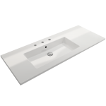 Ravenna Wall-Mounted Sink Fireclay 47.5 in. 3-Hole with Overflow in White
