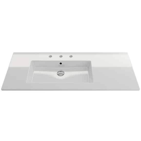 Ravenna Wall-Mounted Sink Fireclay 47.5 in. 3-Hole with Overflow in White