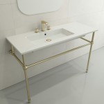 Ravenna Wall-Mounted Sink Fireclay 47.5 in. 3-Hole with Overflow in White