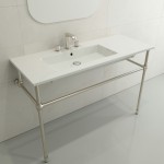 Ravenna Wall-Mounted Sink Fireclay 47.5 in. 3-Hole with Overflow in White