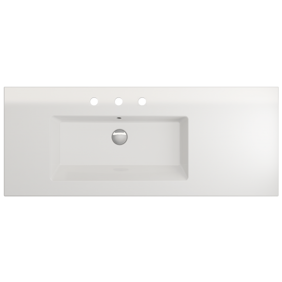 Ravenna Wall-Mounted Sink Fireclay 47.5 in. 3-Hole with Overflow in White