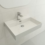 Milano Wall-Mounted Sink Fireclay 24 in. 1-Hole with Overflow in White