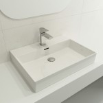 Milano Wall-Mounted Sink Fireclay 24 in. 1-Hole with Overflow in White